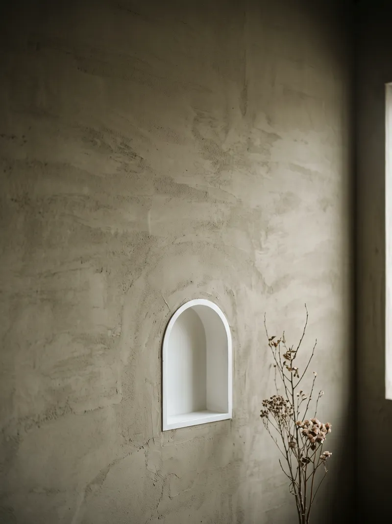 Arched Niche in a Bare Earthen Wall — AI-generated photograph