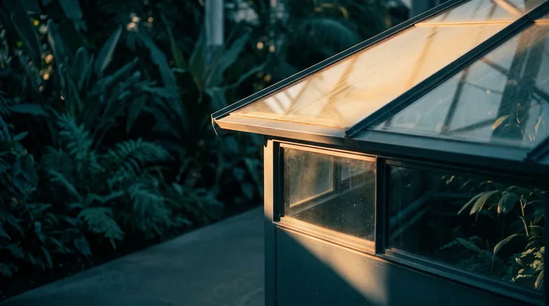 Morning Sun on a Conservatory Glass Roof — AI-generated photograph