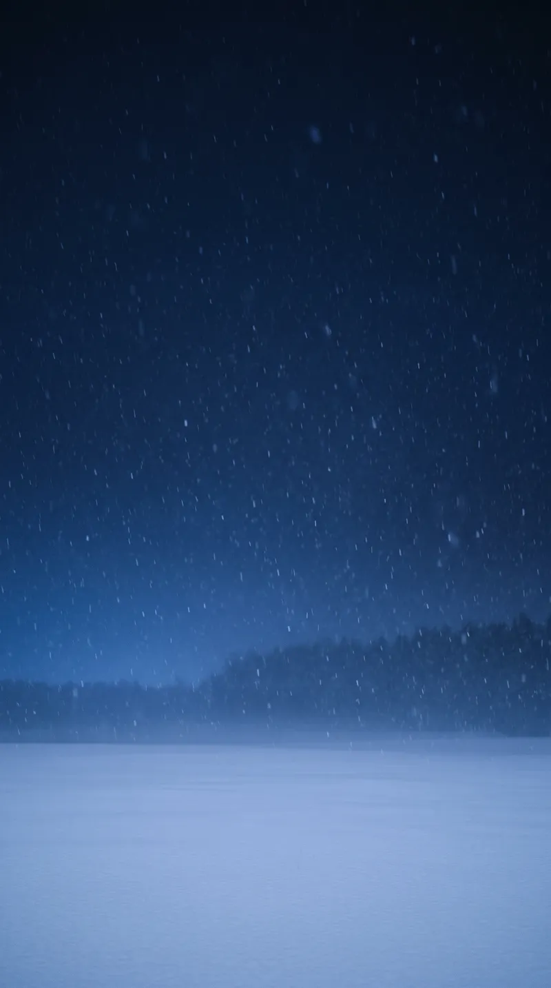 Snow Streaking Down a Dark Blue Sky — AI-generated photograph