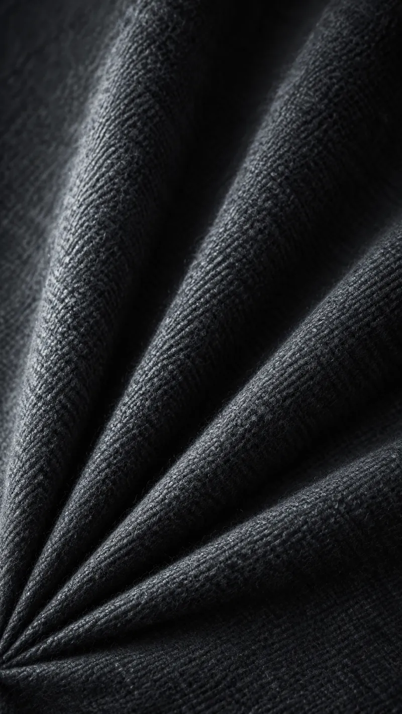 Fan-Shaped Folds of Charcoal Wool — AI-generated photograph