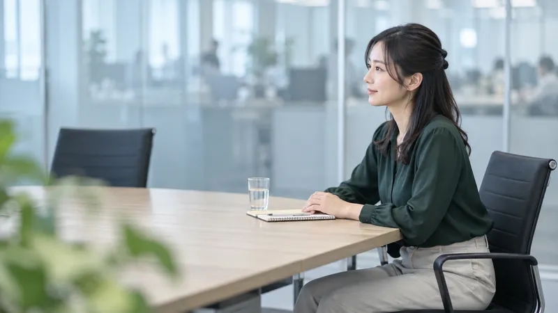 Woman Listening Across an Office Table — AI-generated photograph