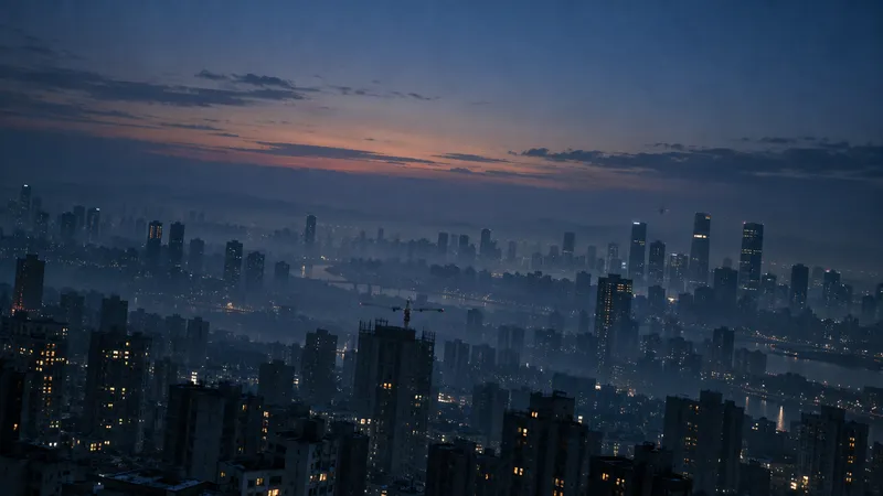 Crane Above a Blue Hour Skyline — AI-generated photograph