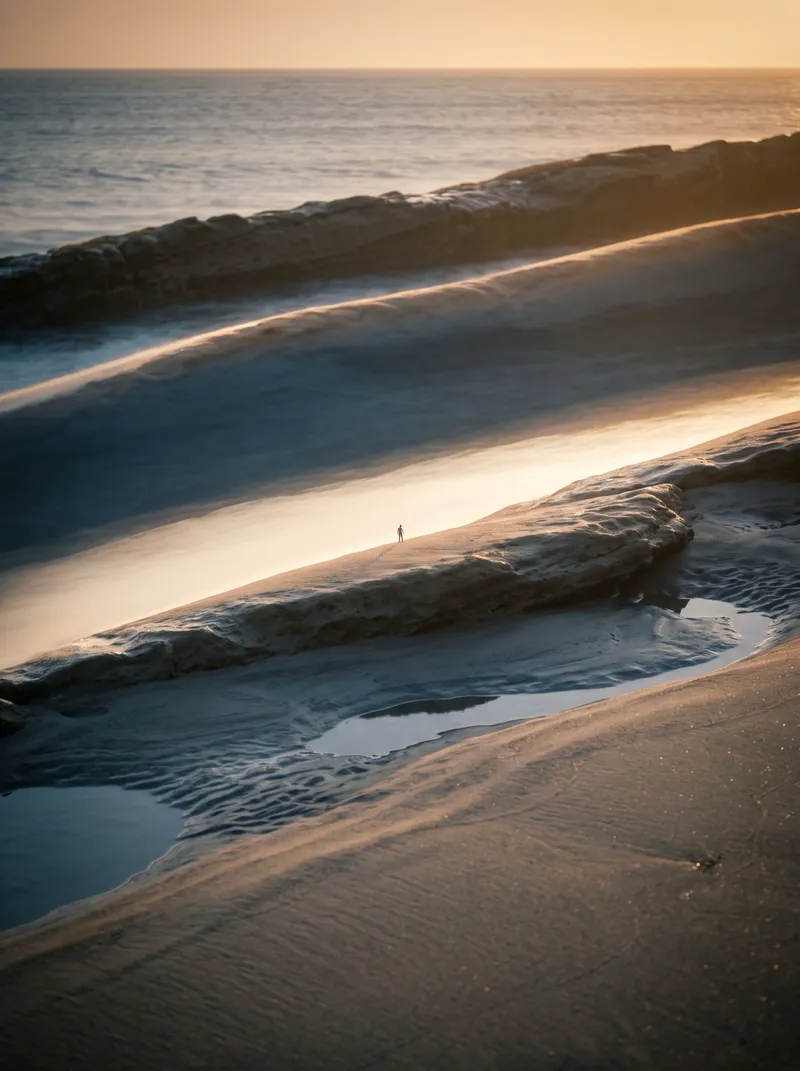 Layered Coastal Ridges at Dusk — AI-generated photograph