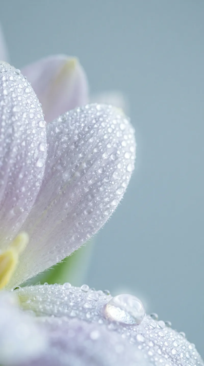 Misted Lilac Petals in Cool Morning Light — AI-generated photograph
