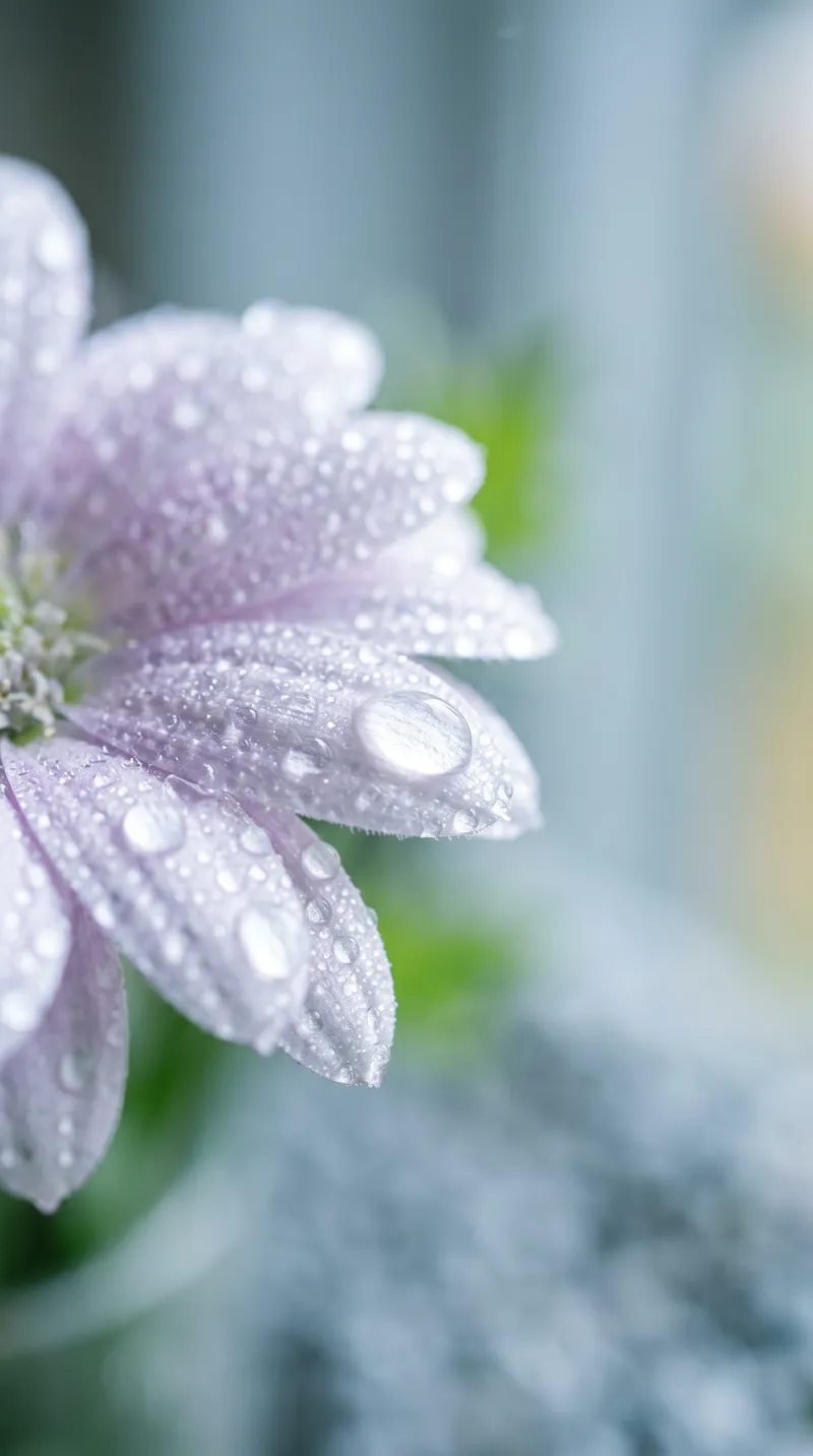 Misted Lilac Petals in Cool Morning Light — AI-generated photograph