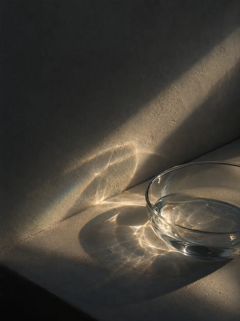 Glass Bowl Casting Curved Light — AI-generated photograph