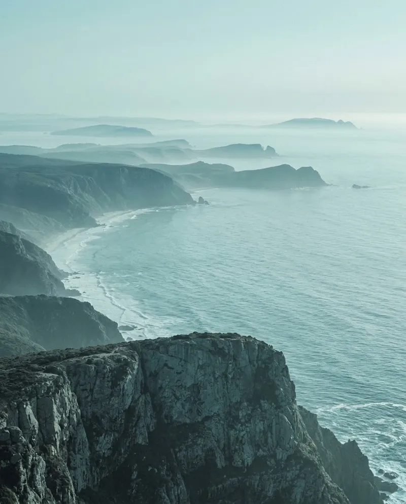 Aerial View of a Layered Coastline — AI-generated photograph