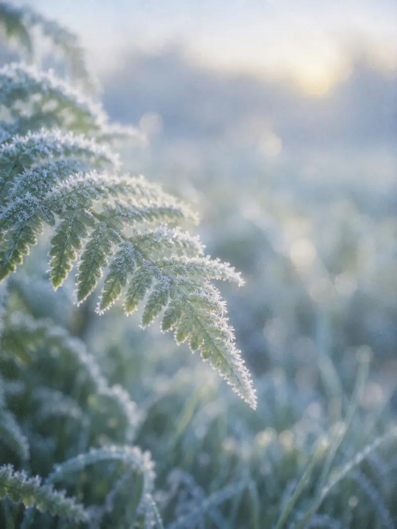 Frost on a Fern Frond — AI-generated photograph