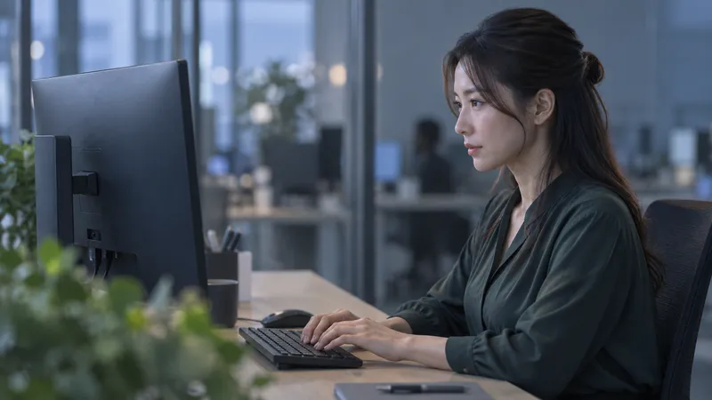 Woman Working at an Office Desk — AI-generated photograph