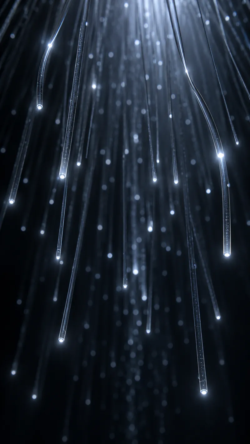 Hanging Fiber Curtain With Silver Glow — AI-generated photograph