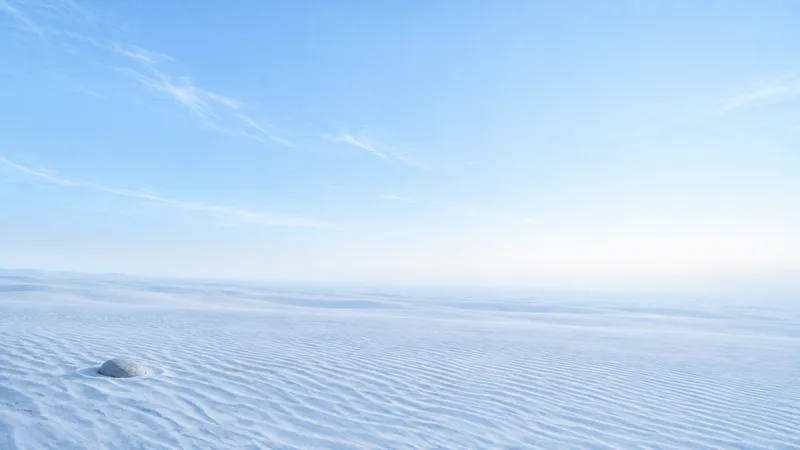 Single Pebble on Pale Blue Dunes — AI-generated photograph