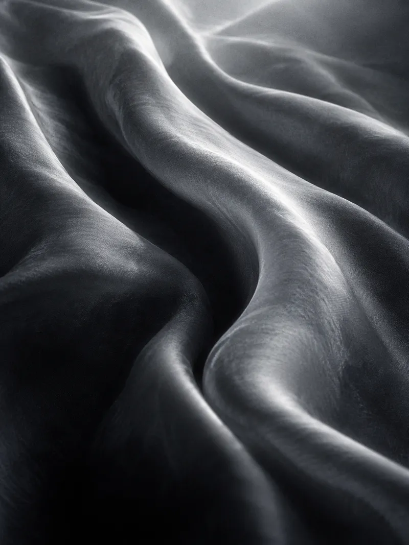 S-Curved Folds of White Silk — AI-generated photograph
