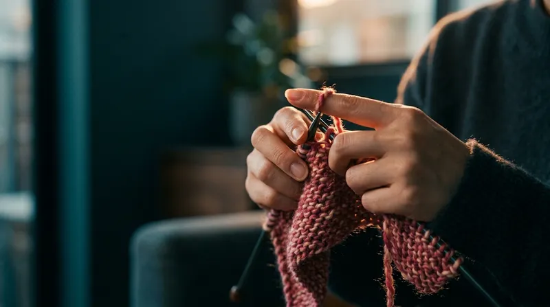 Close-up of Hands Knitting with Yarn — AI-generated photograph
