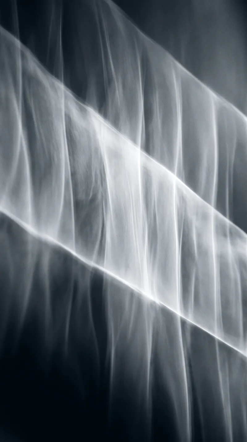 Rising Steam Ribbons in Silver Monochrome — AI-generated photograph