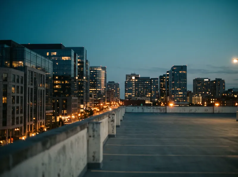 Rooftop View of a Dusk City Skyline — AI-generated photograph