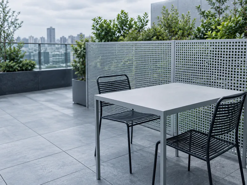 Table and Chairs on an Office Terrace — AI-generated photograph