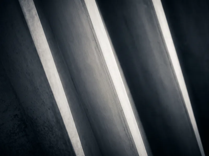 Concrete Louver Fins in Monochrome — AI-generated photograph