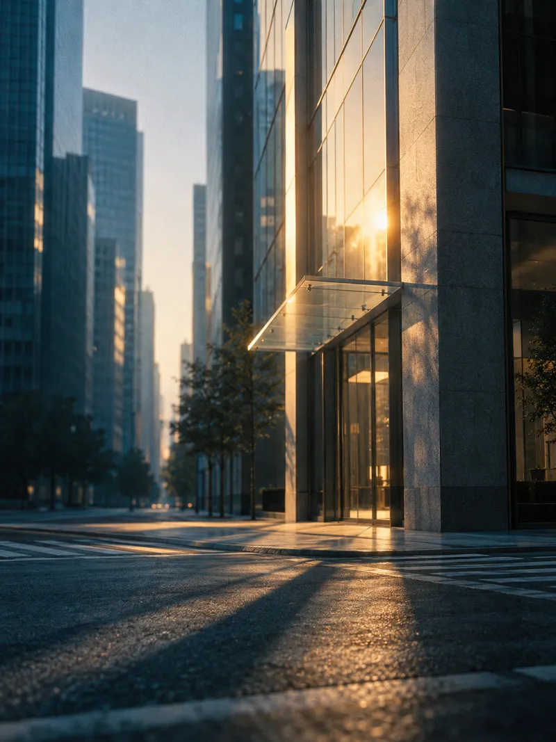 Glass Canopy in Amber Morning Light — AI-generated photograph
