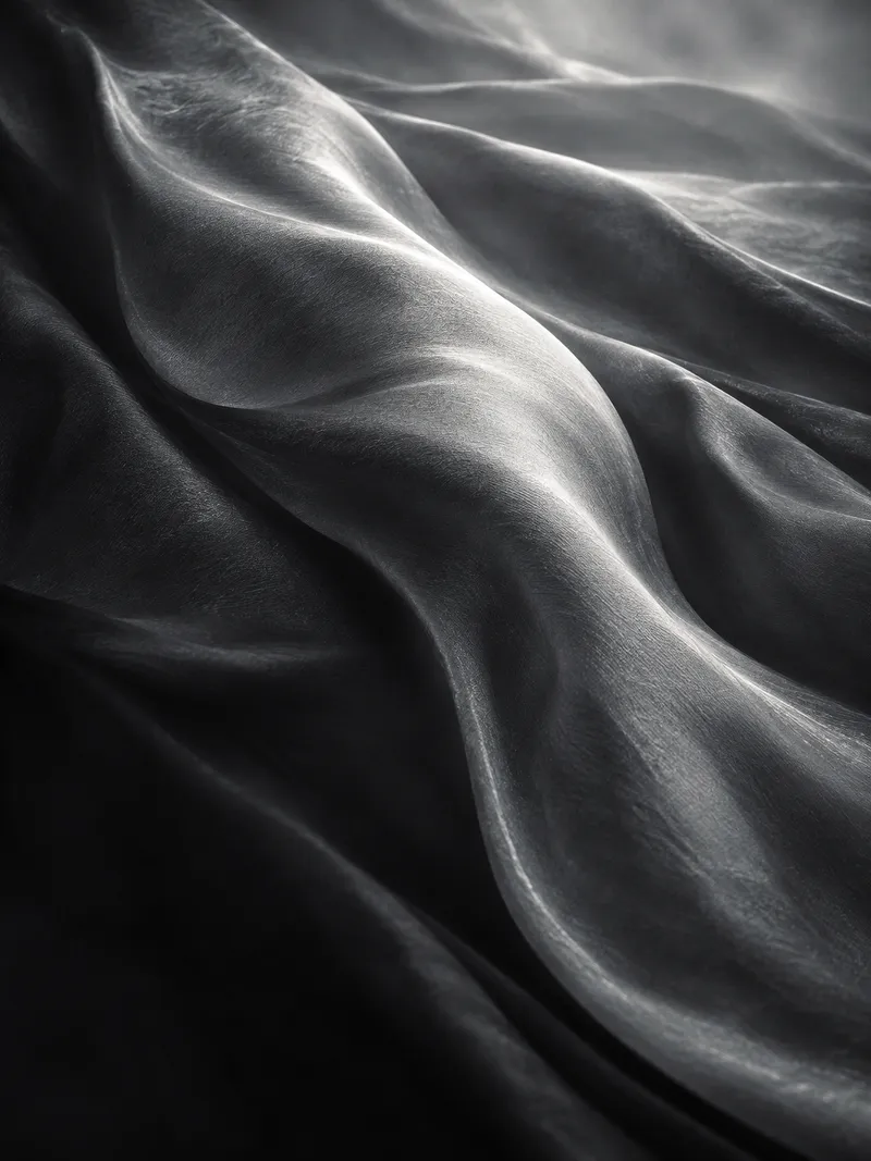 S-Curved Silk Folds in Monochrome — AI-generated photograph