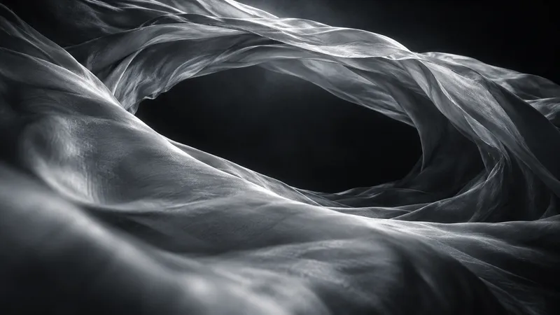 Loop of Silk in Silver Monochrome — AI-generated photograph