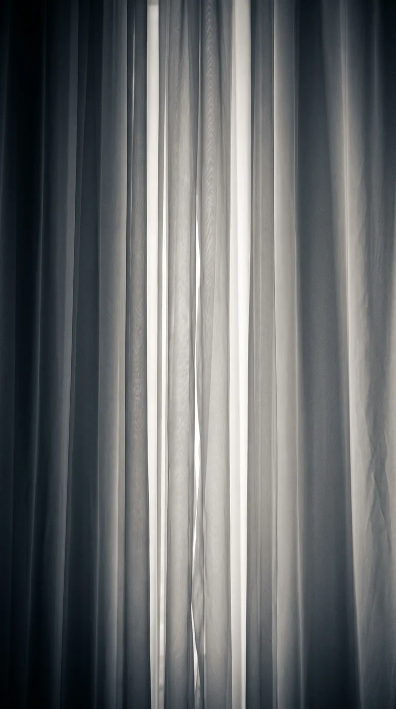 Sheer Fabric Folds in Vertical Silver Monochrome — AI-generated photograph