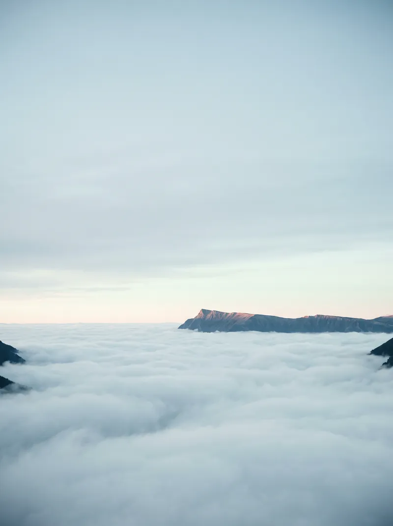 Cloud Sea Beneath a Pale Blue Dawn — AI-generated photograph