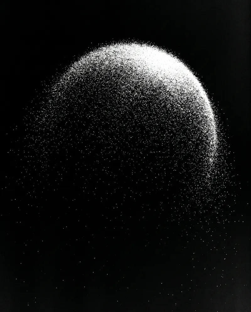 White Grain Arc on a Black Field — AI-generated photograph