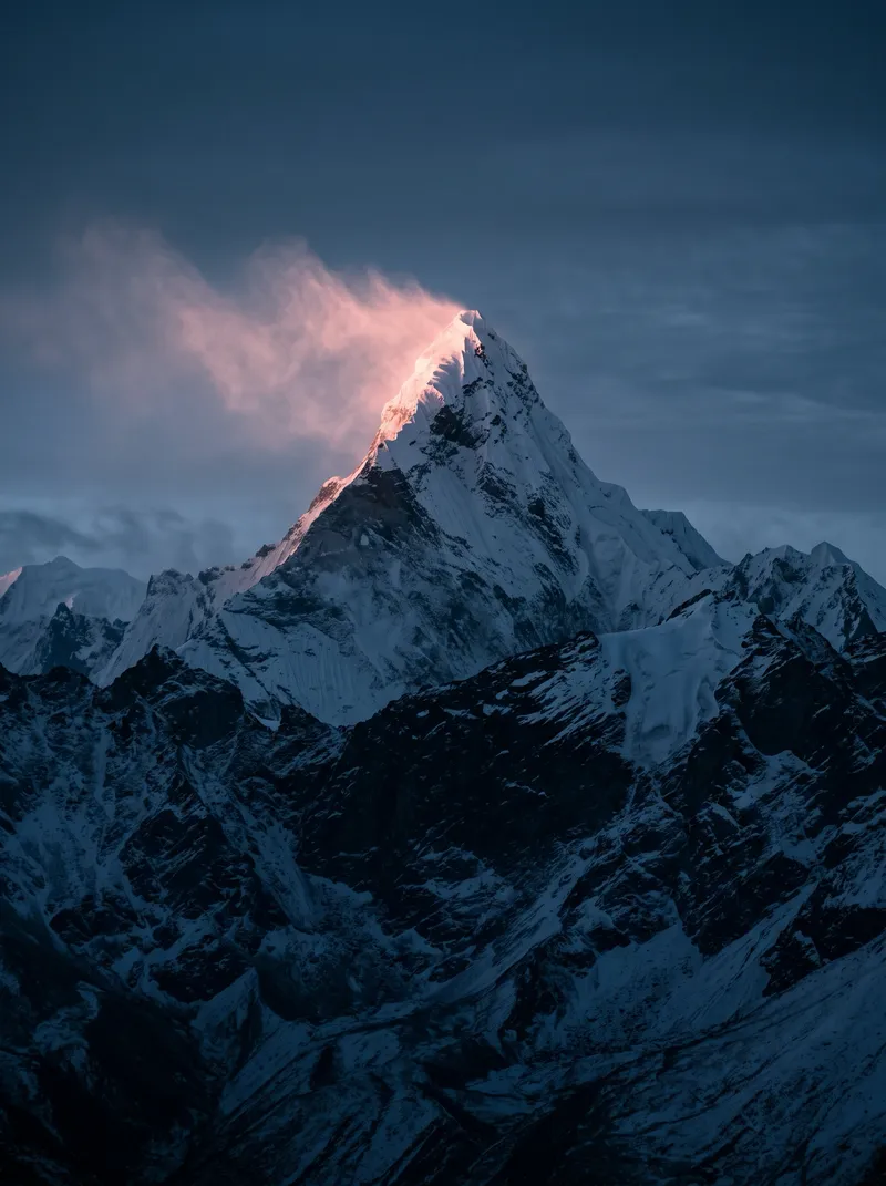 Single Snow Summit Glowing Rose at Dawn — AI-generated photograph