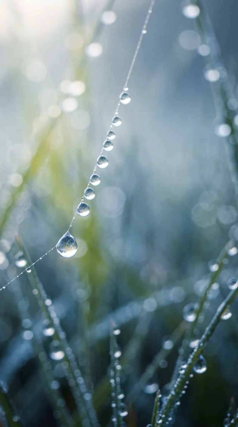 Dew on a Spiderweb in Cool Morning Light — AI-generated photograph