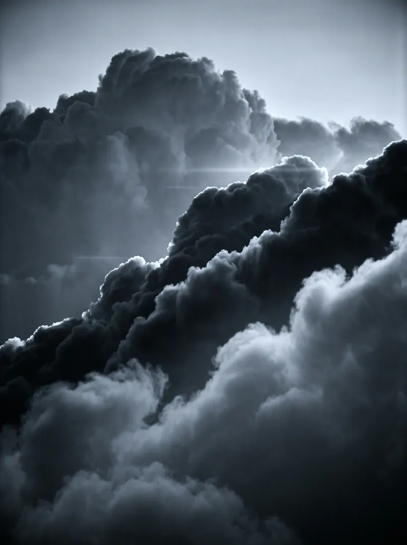 Thundercloud Turrets in Monochrome — AI-generated photograph