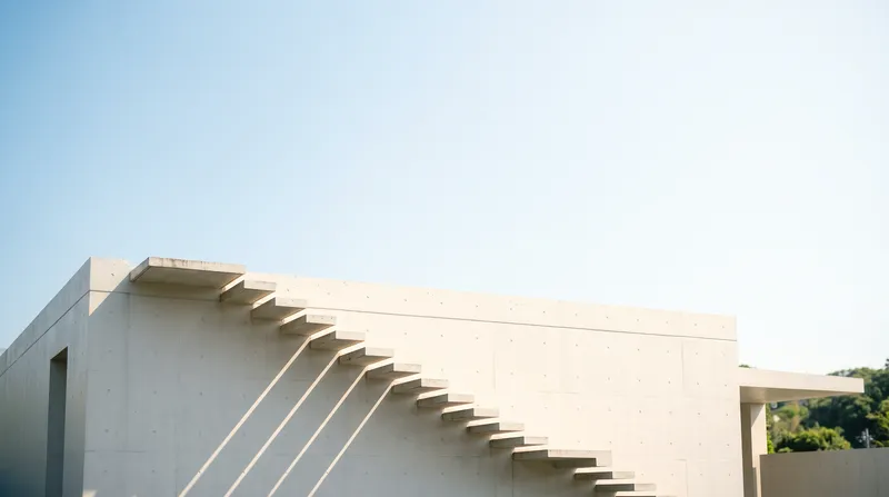 White Concrete Staircase Under a Pale Sky — AI-generated photograph