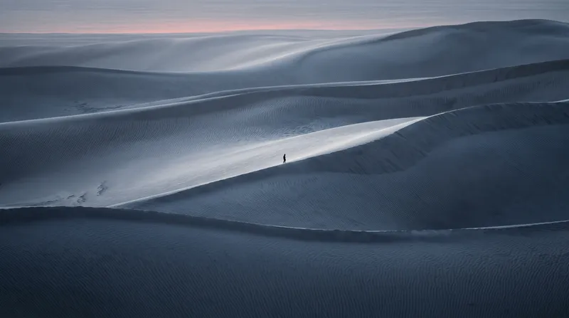 Dune Ridges in Blue Hour Before Dawn — AI-generated photograph