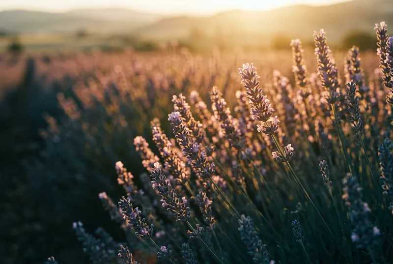 Backlit Lavender Spikes at Sunset — AI-generated photograph