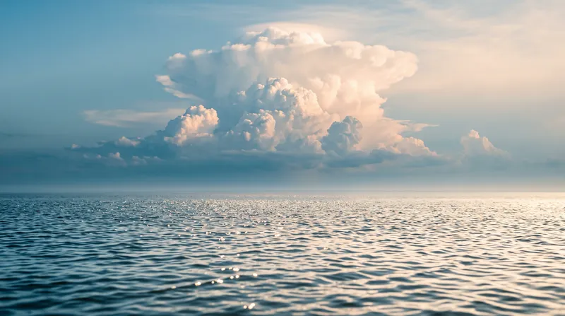 Cumulonimbus Beyond a Glittering Summer Sea — AI-generated photograph
