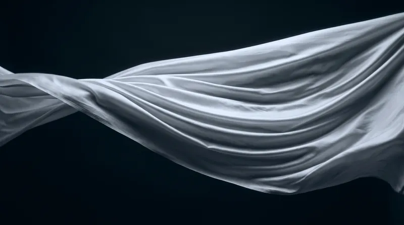 Windblown White Silk Folds in Silver Monochrome — AI-generated photograph