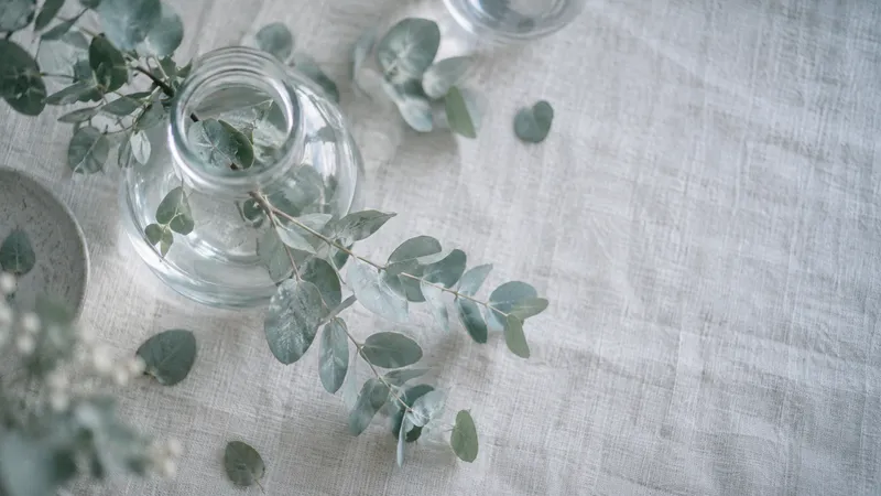 Eucalyptus and Glass Flask on the Left — AI-generated photograph
