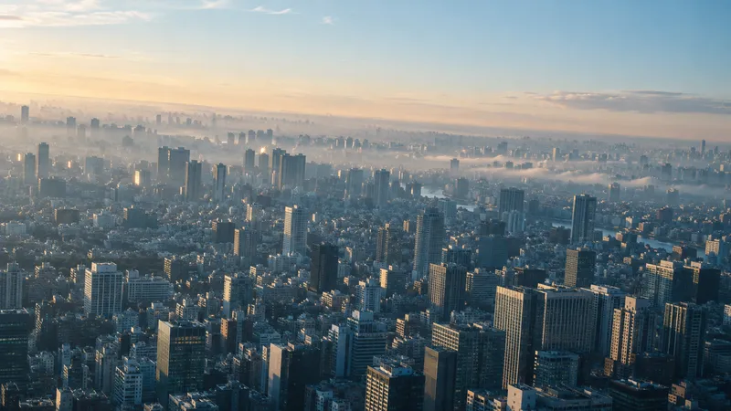 Layered City Towers in Morning Haze — AI-generated photograph