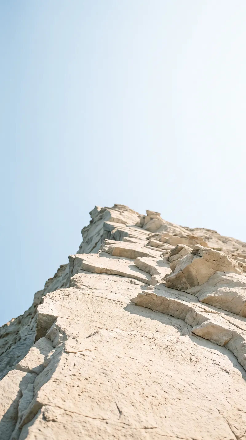 Sunlit Sea Cliff Against a Pale Summer Sky — AI-generated photograph