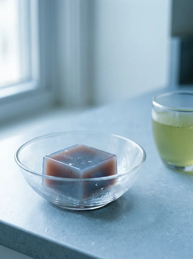 Sweet Bean Jelly in Cool Morning Light — AI-generated photograph