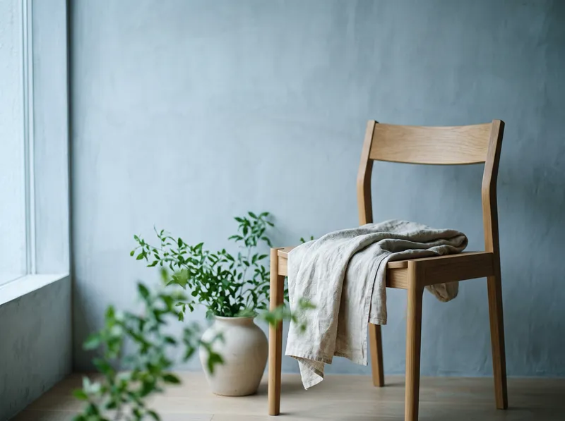 Simple Wooden Chair by an Overcast Window — AI-generated photograph