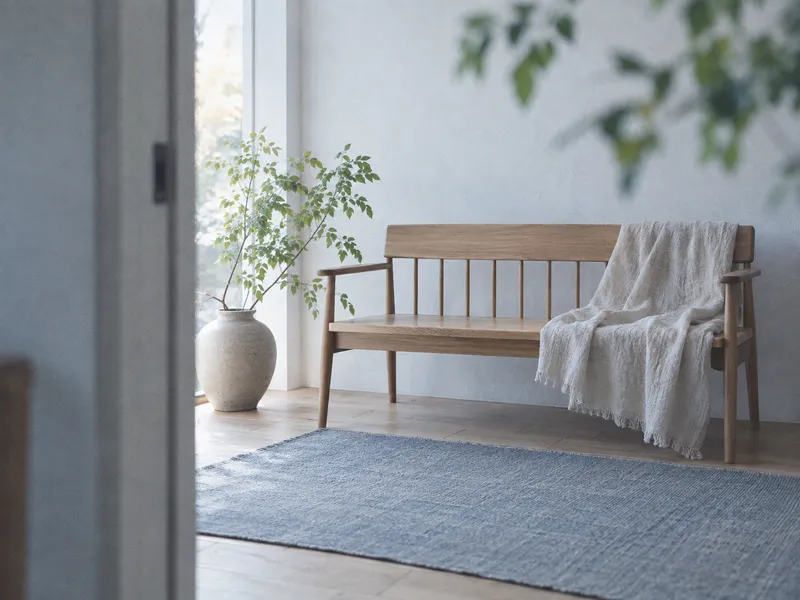 Wooden Bench Through an Open Doorway — AI-generated photograph