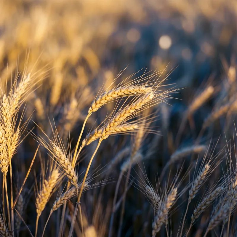 Golden Wheat Ears With Violet Shadows — AI-generated photograph
