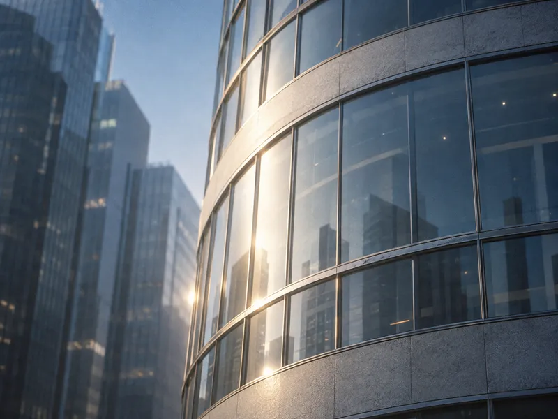 Curved Glass Facade Seen from Below — AI-generated photograph