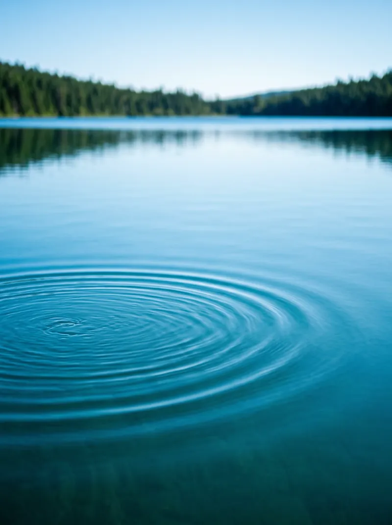 Single Ripple on a Blue Mountain Lake — AI-generated photograph