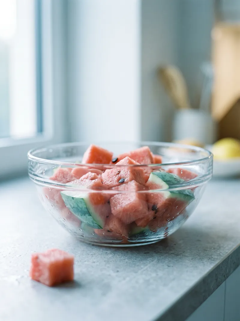 Watermelon Pieces in a Glass Bowl — AI-generated photograph
