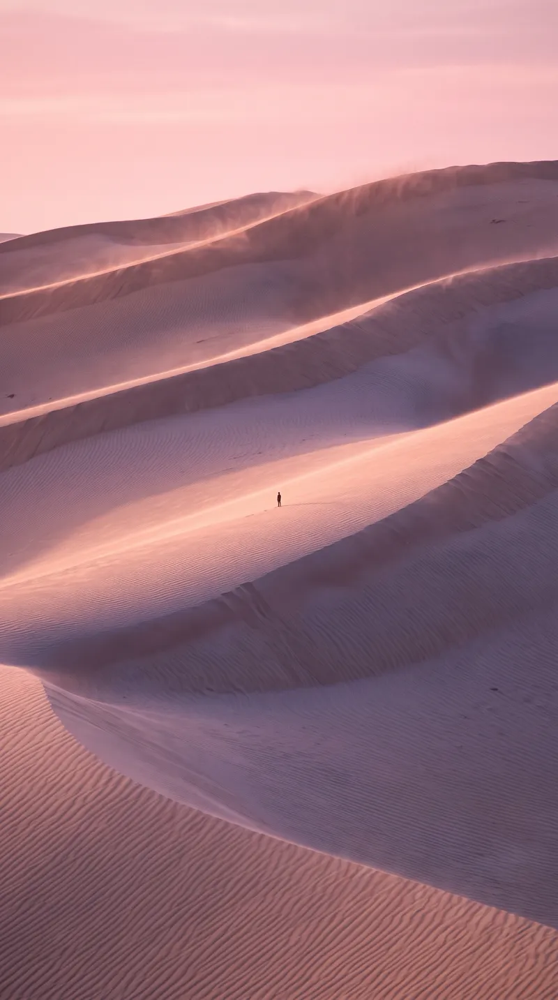 Dune Ridges in Rose-Gold Afterglow — AI-generated photograph