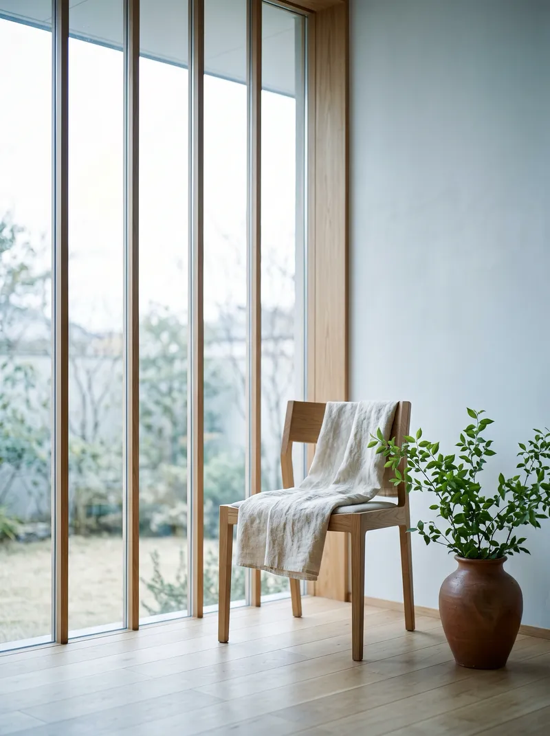 Room Interior Framed by a Window Mullion — AI-generated photograph