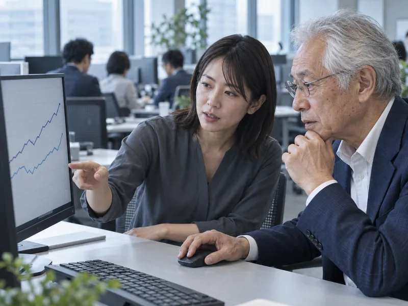 Colleagues Reviewing a Graph at Work — AI-generated photograph