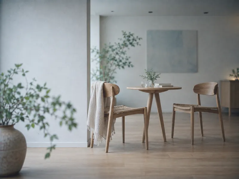 Wooden Chairs Around a Small Meeting Table — AI-generated photograph