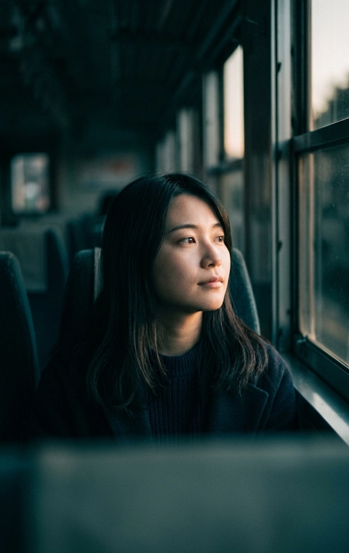 車窓ポートレート写真